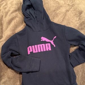 Puma Dark Blue Hoodie with Pink Logo